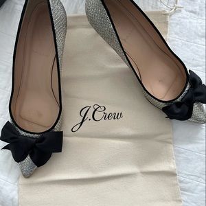 Jcrew glitter kitten heels with black bow. 9 super fun!